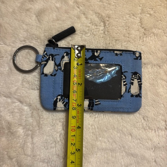 Vera Bradley ID Case Playful Penguins with Keyring Blue White Black Zip-Up - Picture 10 of 10